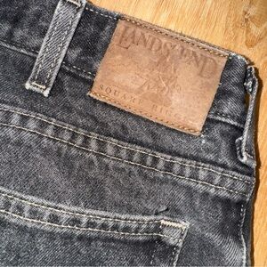 Lands Ends Denim 35 34x28 Black Slim Distressed 90s Denim Pants Ripped Y2K Skate